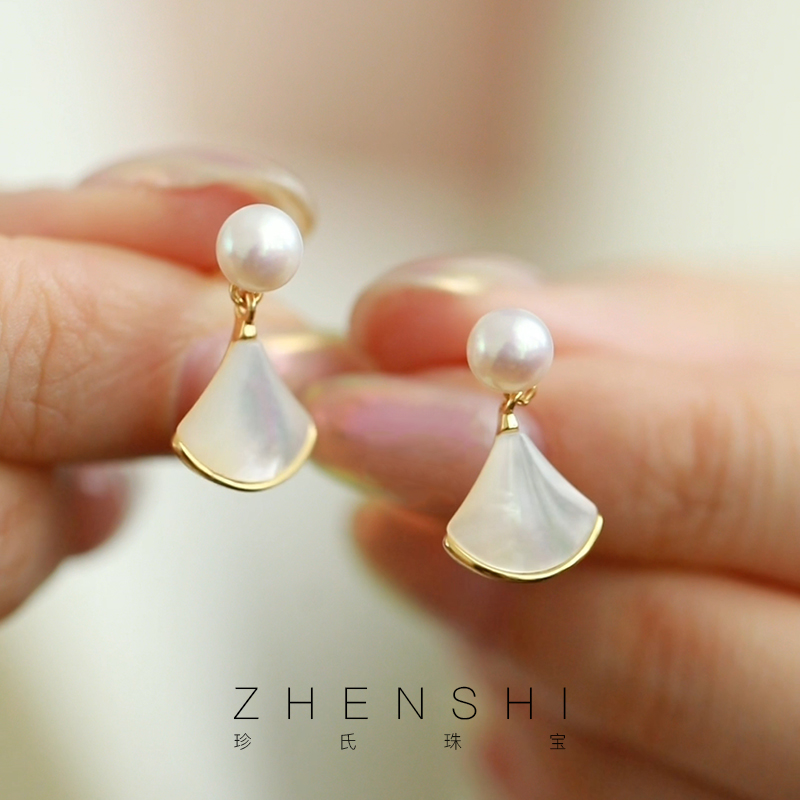 天然淡水珍珠耳钉女款