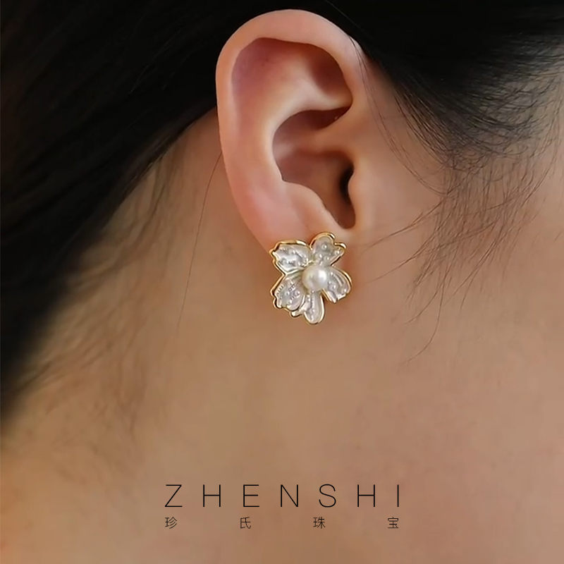 珍氏珠宝天然淡水珍珠耳钉女款 2025新款复古小众高级感耳环耳饰