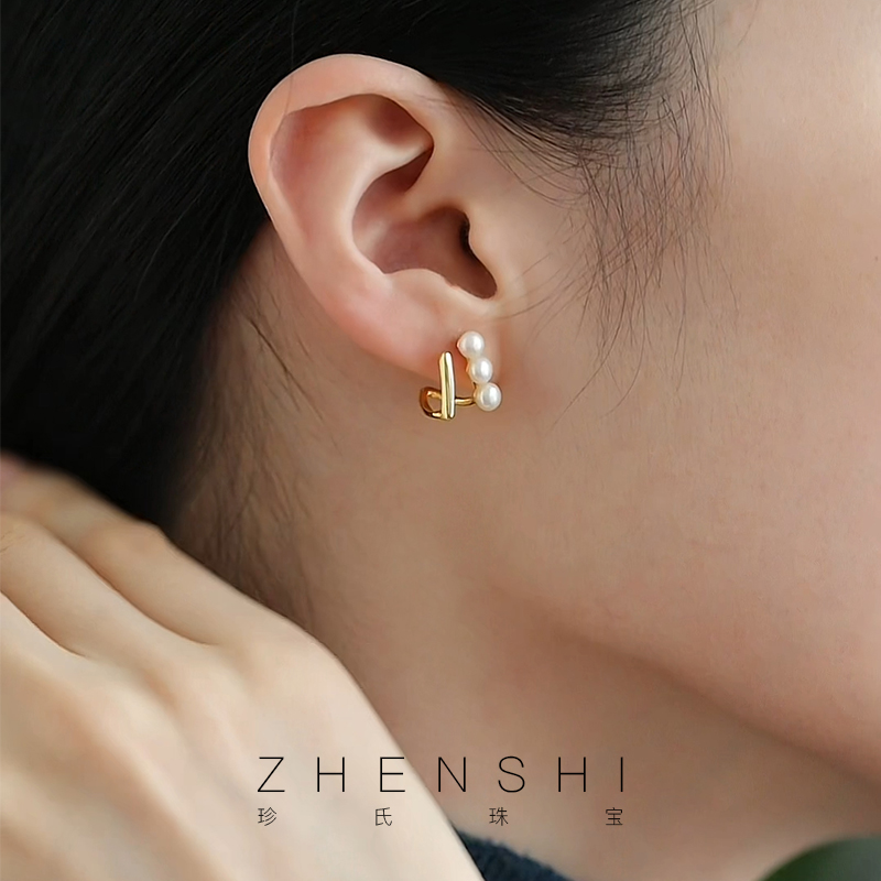 天然淡水珍珠耳钉女耳环