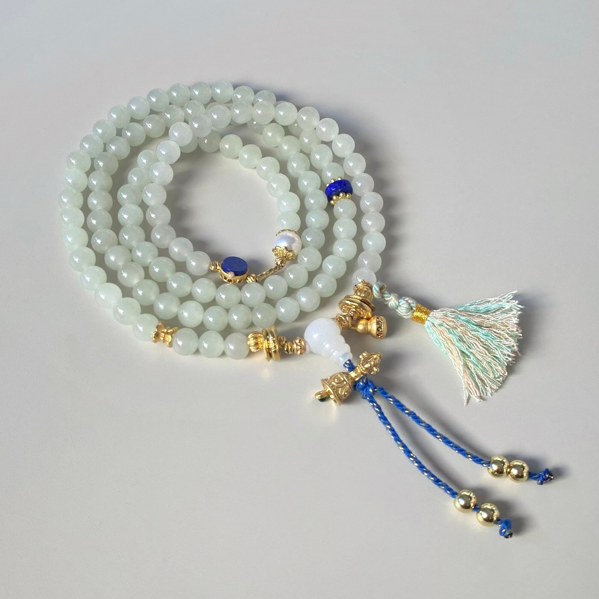 珍氏珠宝天然淡水珍珠手链女款清透晴水碧玉多圈国风感流苏款手饰