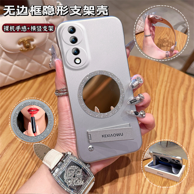 适用荣耀80pro简约30pro+高颜值magic6pro无边框闪粉磁吸镜支架x30手机壳荣耀100/90se保护套x50GT新70/60se