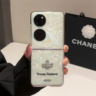 适用于华为POCKET2手机壳贝壳纹西太后手链壳华为NOVAFLIP简约小清新高级OPPOFindN3Flip全包新款 手机保护壳