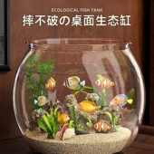 鱼缸生态缸客厅小型桌面观赏塑料圆形一体成型仿玻璃防高透摔不坏
