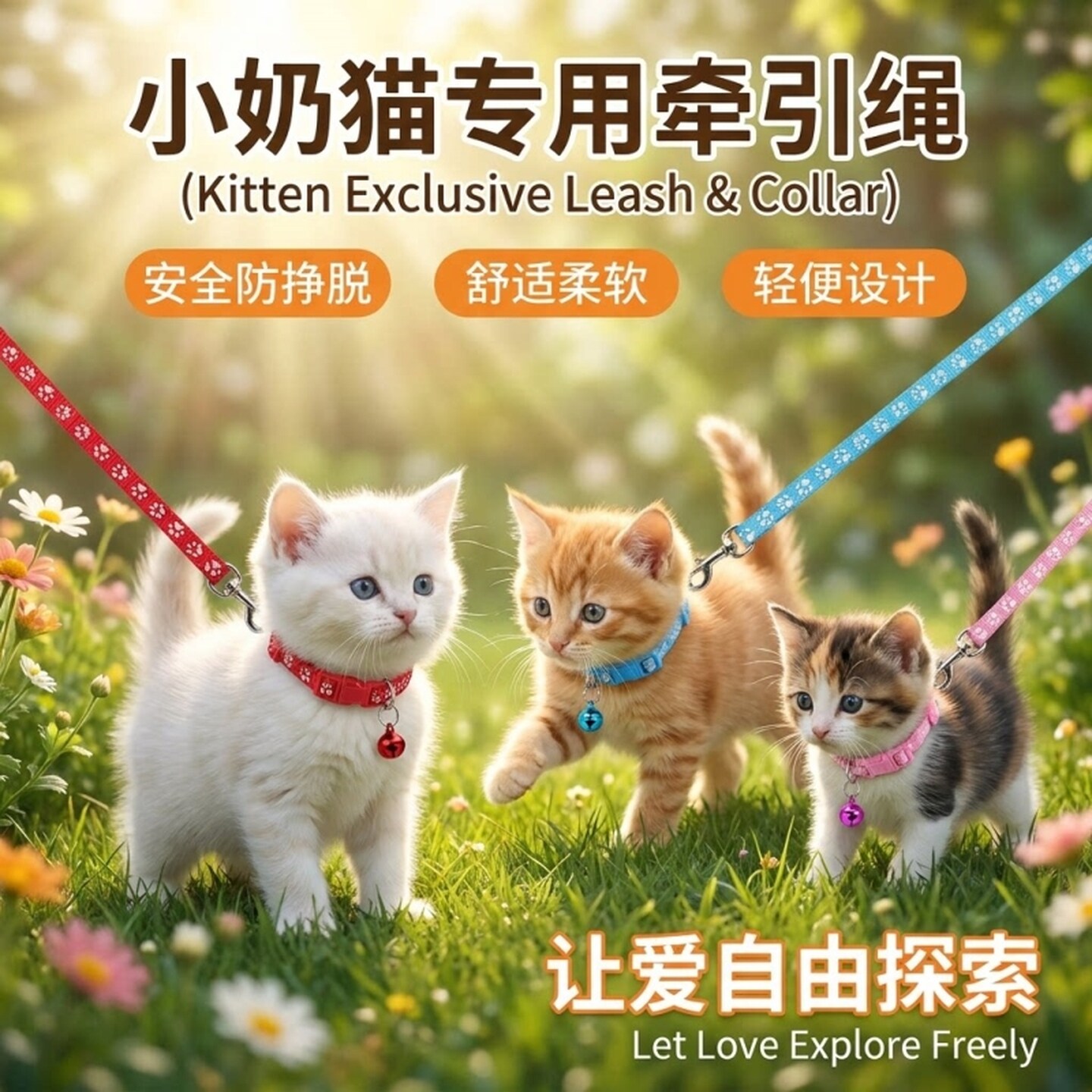 狗狗牵引绳遛狗绳猫项圈猫咪泰迪小狗绳子外出神器小型犬链子宠物