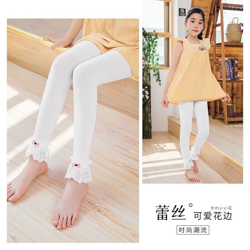 君鸿月女童打底裤夏季薄款外穿天鹅绒丝袜宝宝连体九分春秋儿童