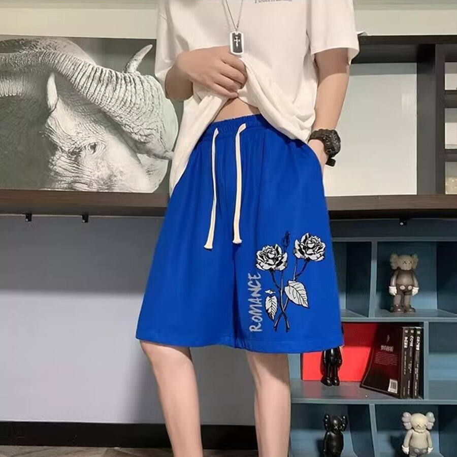JHY/君鸿月玫瑰印花居家休闲短裤男夏天休闲薄款速干睡裤大码宽松