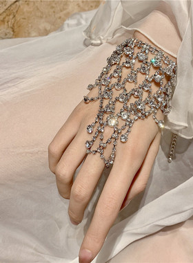 欧美复古朋克风水钻流苏手链