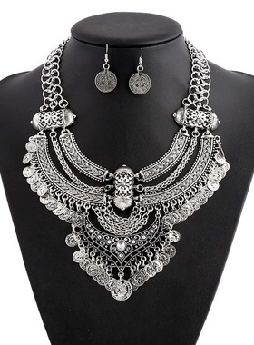 波西米亚民族风复古做旧项链女