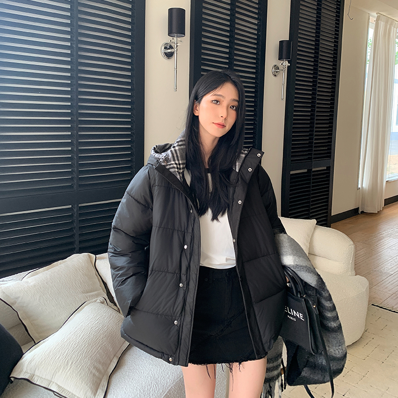 格纹拼接可拆卸马甲棉服外套