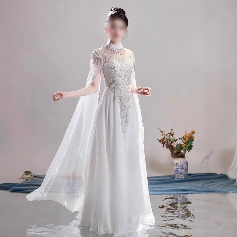 演出服女2025中国风团队演唱走秀大合唱仙气显瘦主持人长款晚礼服