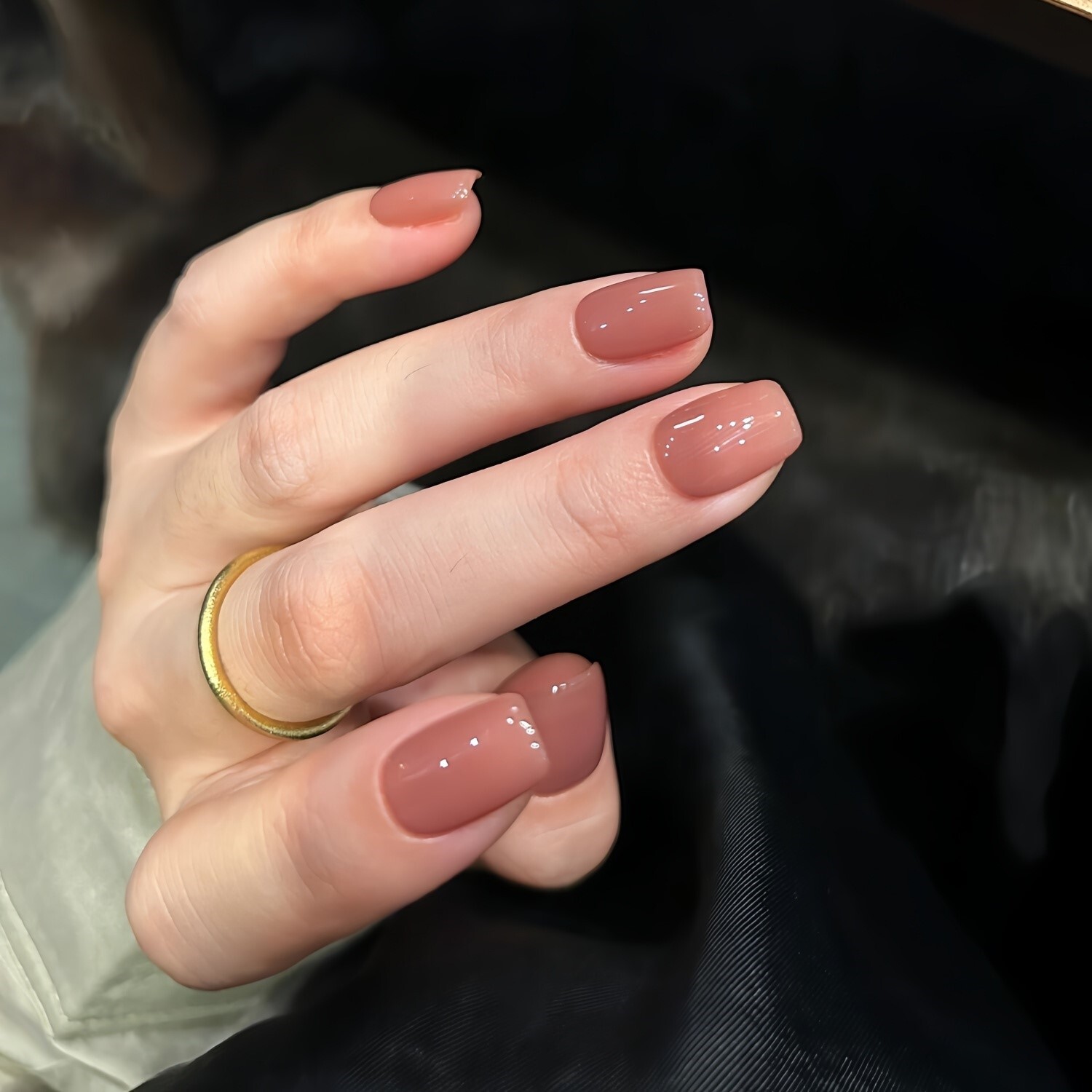 绝美~裸色手工穿戴美甲