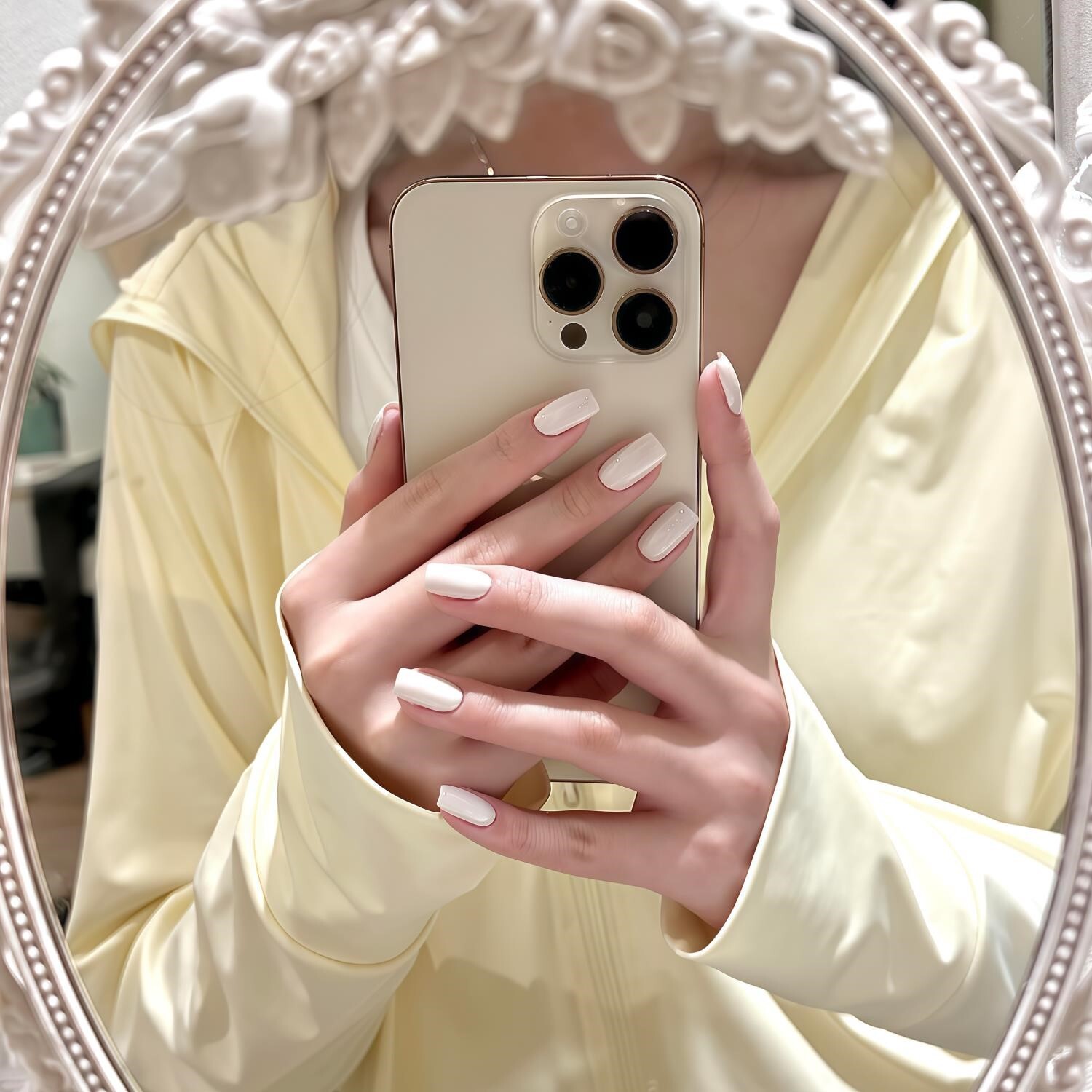 露思同款穿戴甲美甲纯色白色显白日常百搭气质美甲片短款高级感