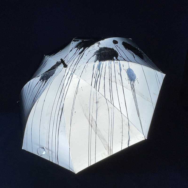 遇水变色雨伞夜行反光镭射伞折叠