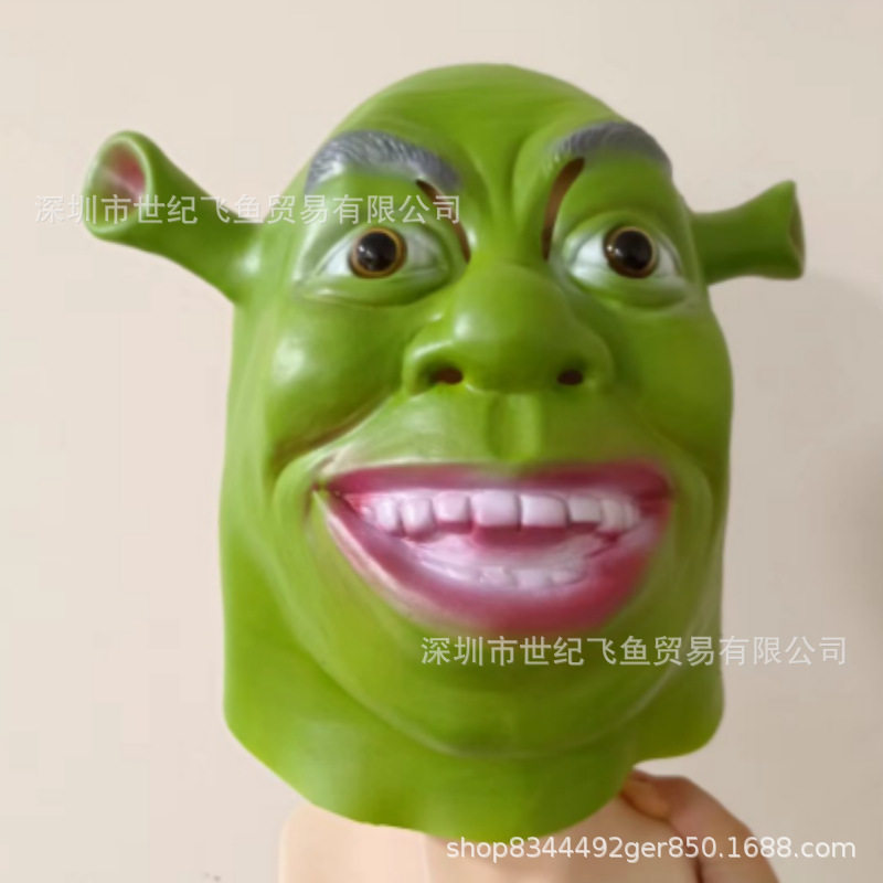 万圣节恐怖史莱克面具绿怪物头套cosplay舞会搞怪绿人头厂家