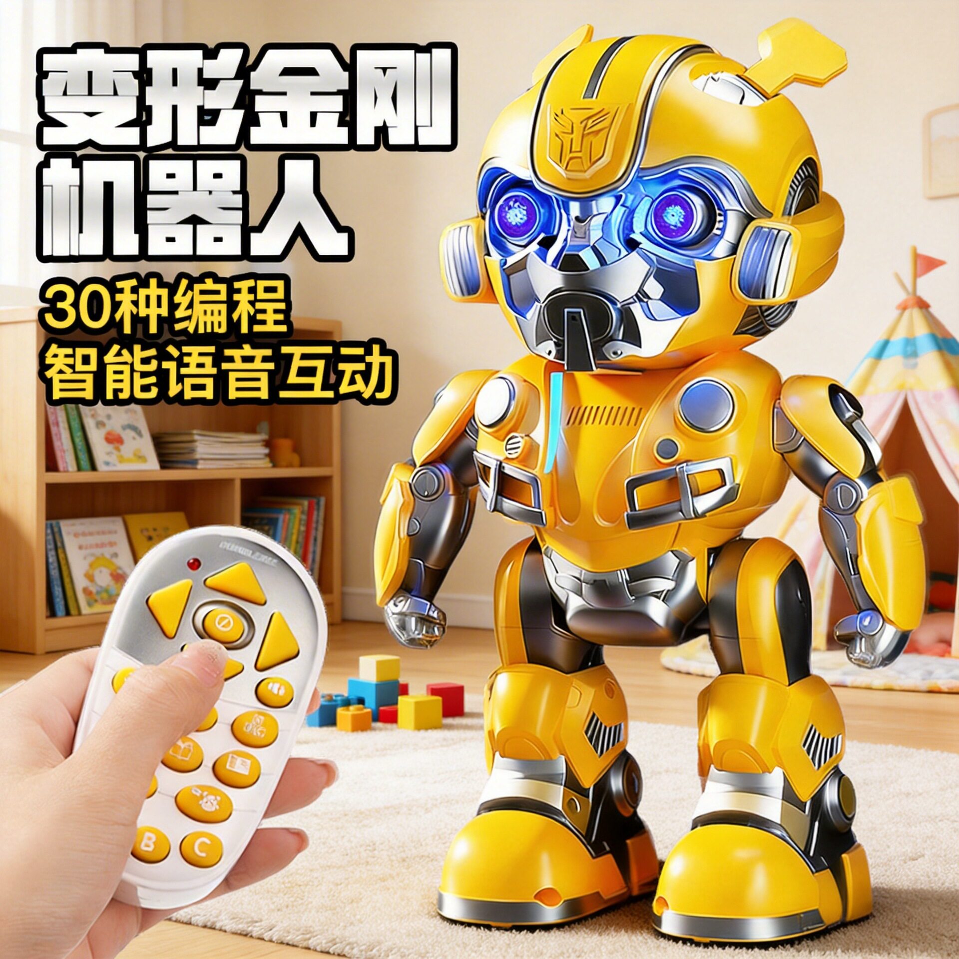 早教智能语音互动变形机器人金刚跳舞大黄蜂滑板儿童电动玩具生日