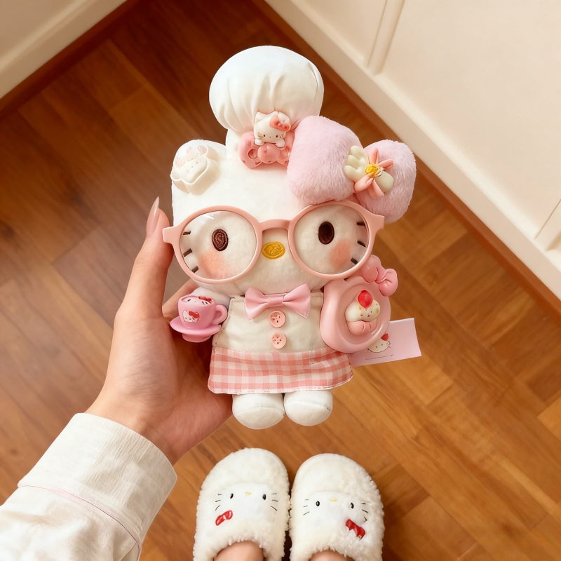 粉色甜品师哈喽kt包挂件钥匙扣玩偶公仔送女生闺蜜KT猫可爱