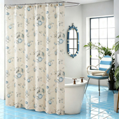 黛世卡通欧式 海洋防水防霉加厚浴帘浴室干湿分离浴帘淋浴间隔断帘