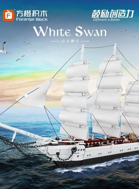 2026新款创意拼装积木天鹅号模型儿童智力开发益智玩具方橙FC6006