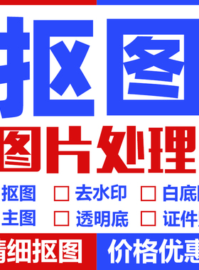 抠图PS图片处理证件照白底换背景P图合成透明底批量人像产品扣图