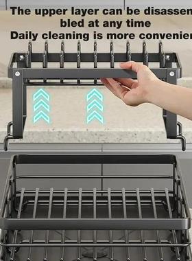 Dish Drying Rack Adjustable Kitchen Plates Organizer with Dr