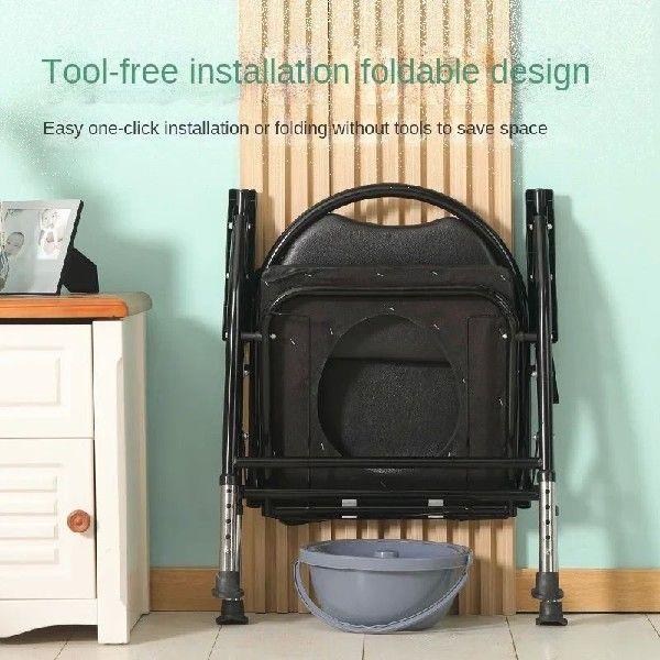 Foldable Toilet Seat Chair Adjustable Soft Adult Commode