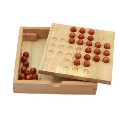 Classical Peg Solitaire Board Game and 33 Marbles for Teens