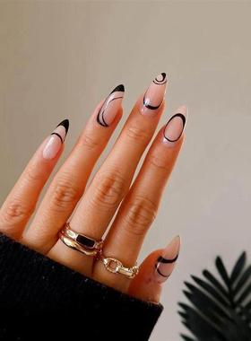 24Pcs/Set Blue Sky White Cloud Pattern Design False Nail Fre