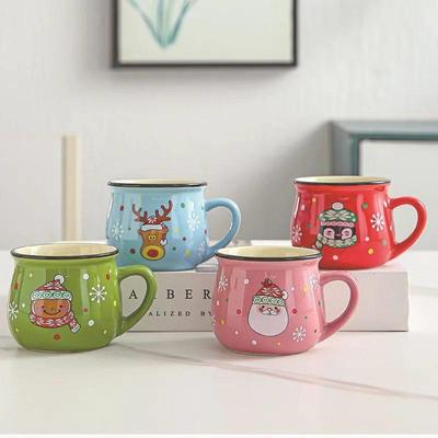 Ceramic Christmas Mousse Mug Cartoon Santa Cup Coffee Cup fo