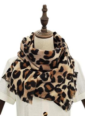 Thick Cashmere Scarf For Women Leopard Print Tippet Pashmina