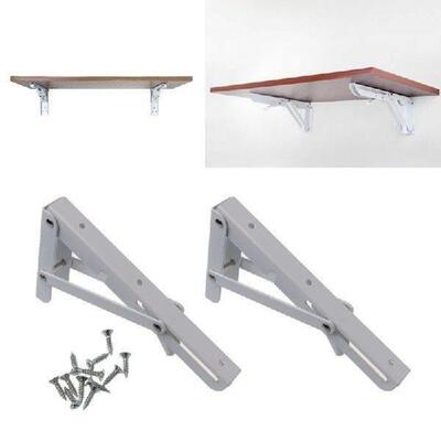 2 Pcs Reinforced Folding Shelf Brackets Stainless Steel