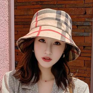 for Women Spring Bucket Packable Hats Plaid Fashion Cotton