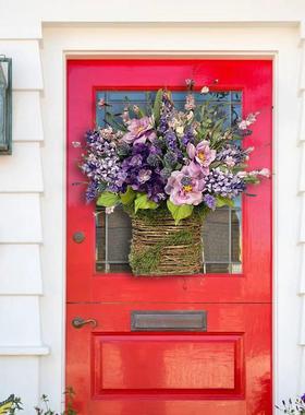 Lavender Basket Wreaths Front Door Artificial Floral