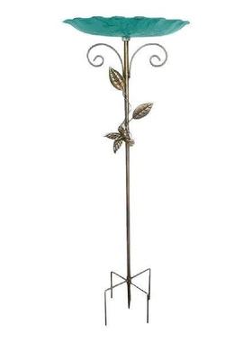 Standing Bird Bath with Metal Stake Outdoor Birdbaths Rust