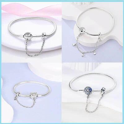Sterling Silver Bracelet Fit Charms Butterfly Stars Moon Saf