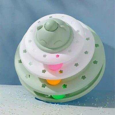 4 Levels Cat Toy Tower Turntable Roller Balls Toys