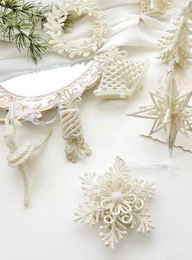 Christmas Glitter Snowflake Bell Pinecone Ornaments 圣诞挂件