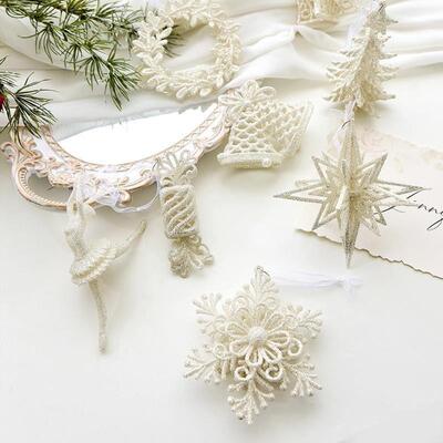Christmas Glitter Snowflake Bell Pinecone Ornaments 圣诞挂件