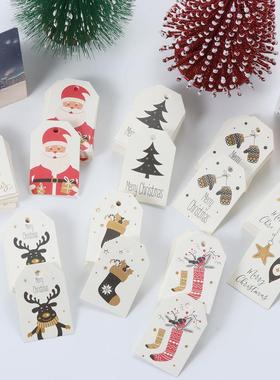 50PCS Christmas Labels Kraft Tag Kraft Paper Hang Tags Party