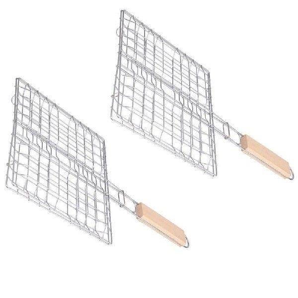 2 PCS Barbecue Grill BBQ Charcoal Stainless Steel Net