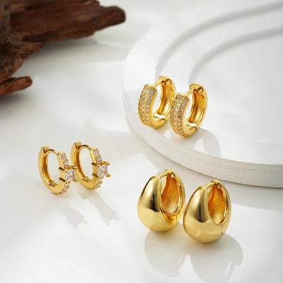 Dainty Zircon Small Stackable 14k Gold Plated Earrings Set f
