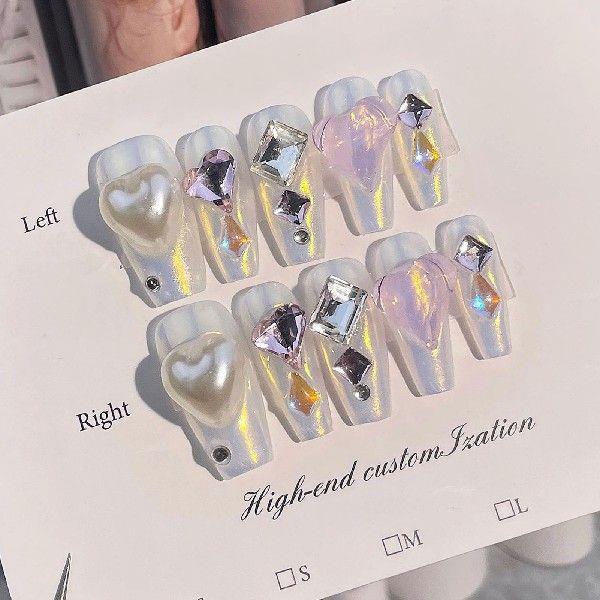 Aurora -length Press on Nails Full Cover Square Artificial