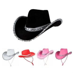 Cowgirl Crown Hat Bachelorette Hats Sequin Party Women