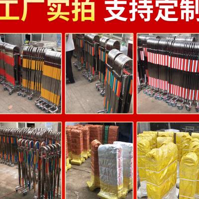 施工临时围挡不锈钢伸缩围拦可移动隔离护栏手动折叠栅栏门幼儿园
