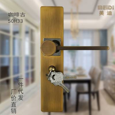 。门锁室内卧室房门锁美式简约通用型咖啡古实木门把手静音锁i.