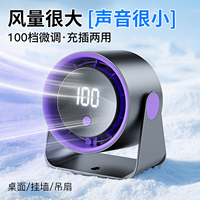 2026新款超强力小风扇静音办公室usb充插电两用超长续航涡轮迷你小型桌面学生宿舍床上户外便携随身夹式壁挂