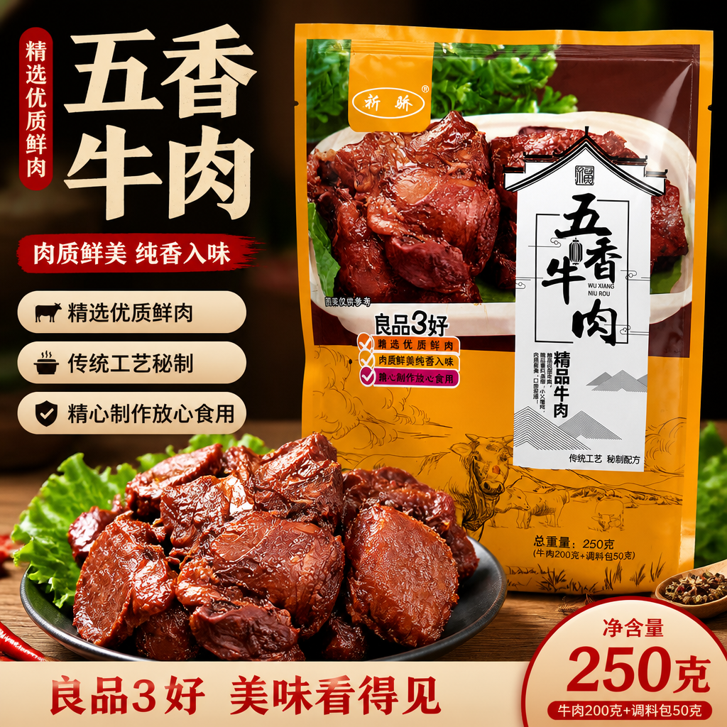 五香牛肉250g袋装传统工艺秘制牛肉干零食