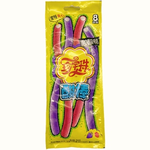 珍宝珠酸棒酸甜软糖104g夹心糖儿童零食糖果创意长条酸甜彩虹色