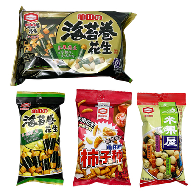 龟田食品卡米达KAMEDA海苔卷花生袋装日式零食组合装柿子种
