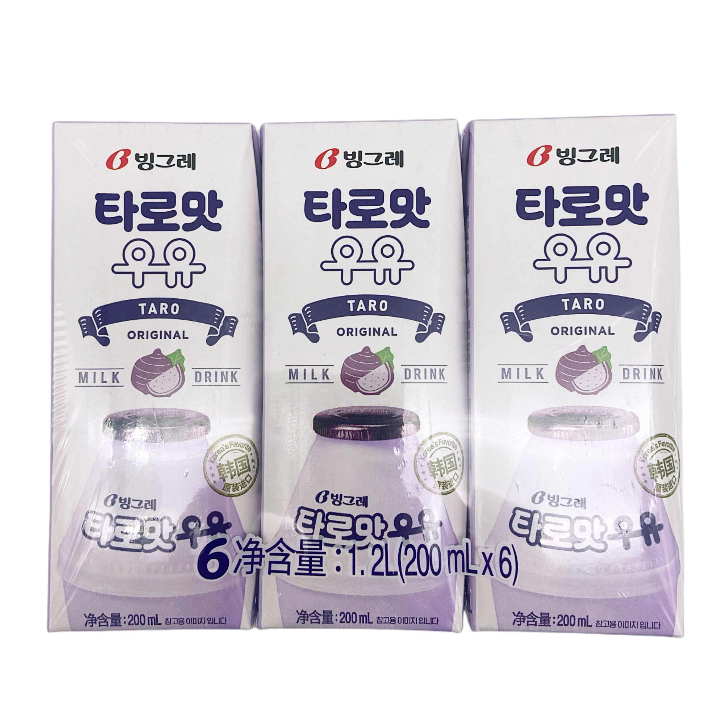 宾格瑞香芋味牛奶饮料韩国进口含乳饮料6盒装特价早餐奶饮品