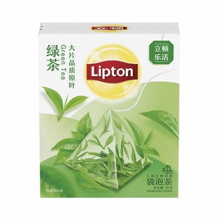 lipton立顿绿茶茶包乐活三角茶包袋泡茶20小包30g大片原叶绿茶包